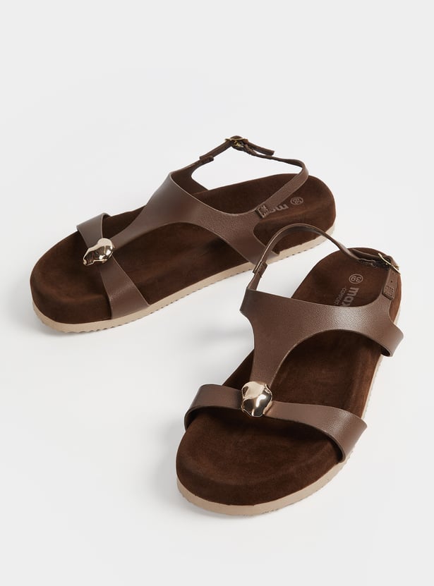 Women Solid T-strap Sandals