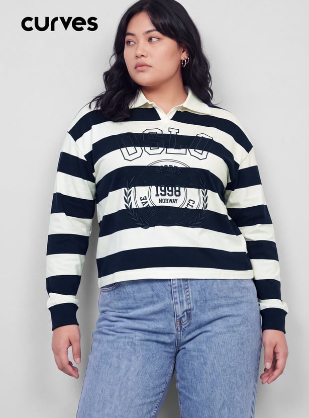 Women Striped Polo T-shirt