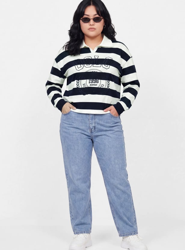 Women Striped Polo T-shirt