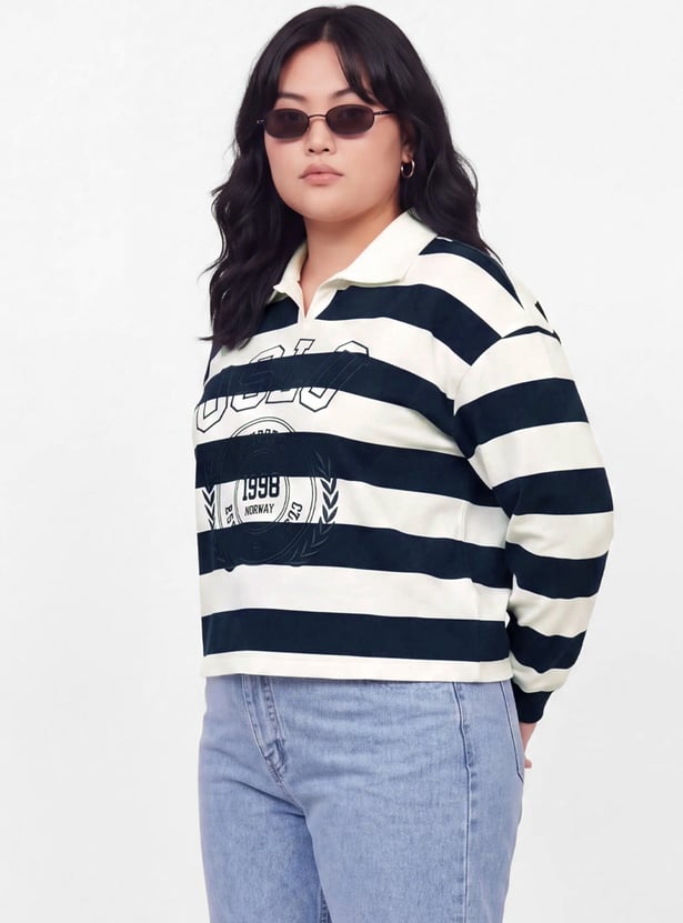 Women Striped Polo T-shirt