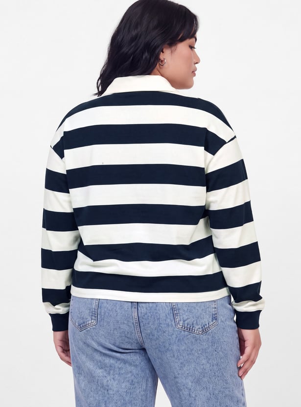 Women Striped Polo T-shirt