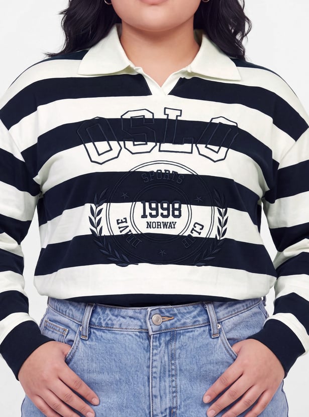 Women Striped Polo T-shirt