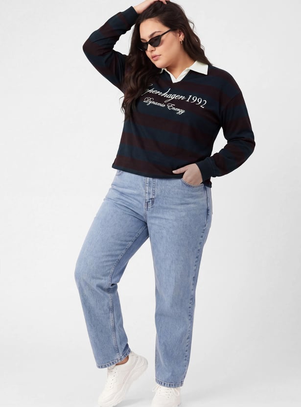 Women Striped Polo T-shirt