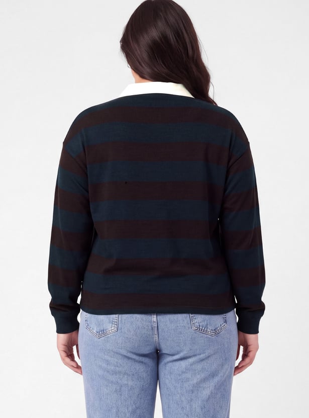 Women Striped Polo T-shirt