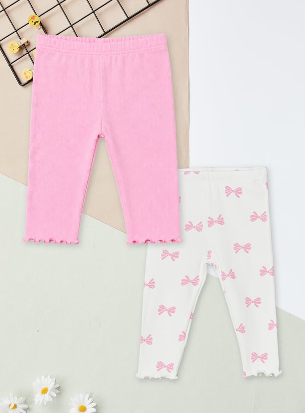 Girls Ribbed Leggings - Pack of 2