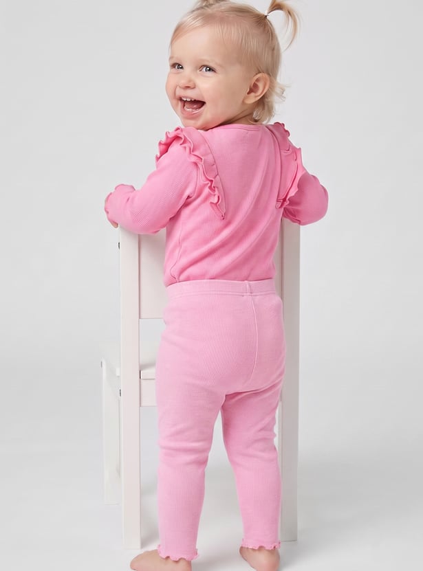 Girls Ribbed Leggings - Pack of 2
