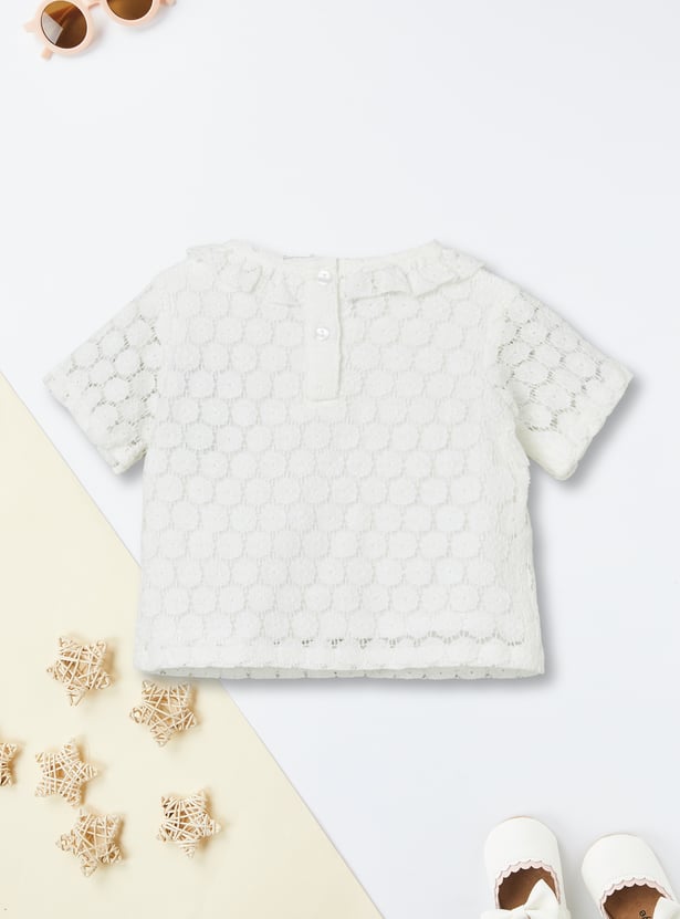 Girls Floral Lace Shorts Set