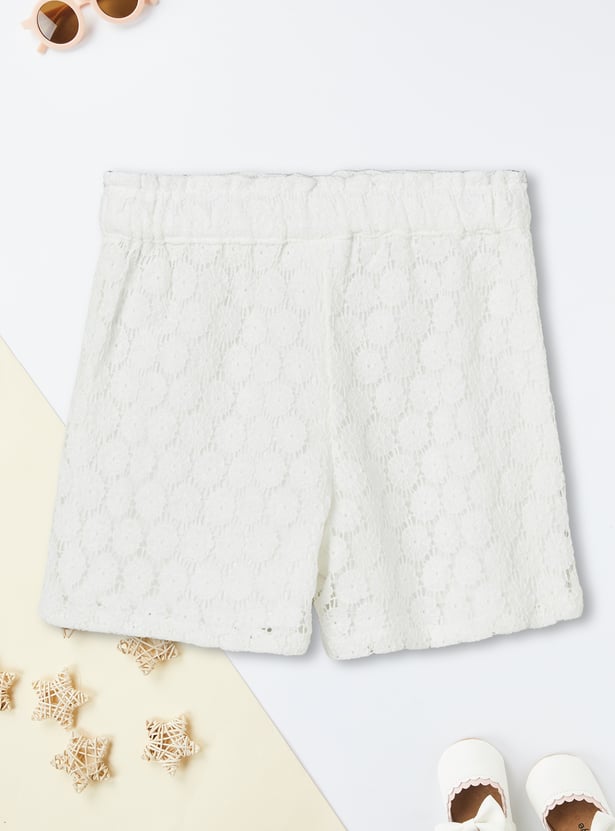 Girls Floral Lace Shorts Set