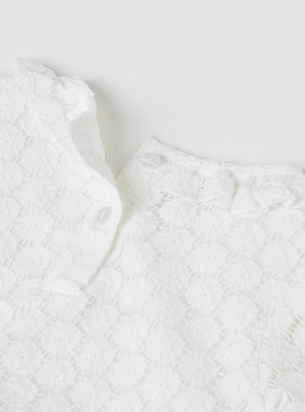 Girls Floral Lace Shorts Set