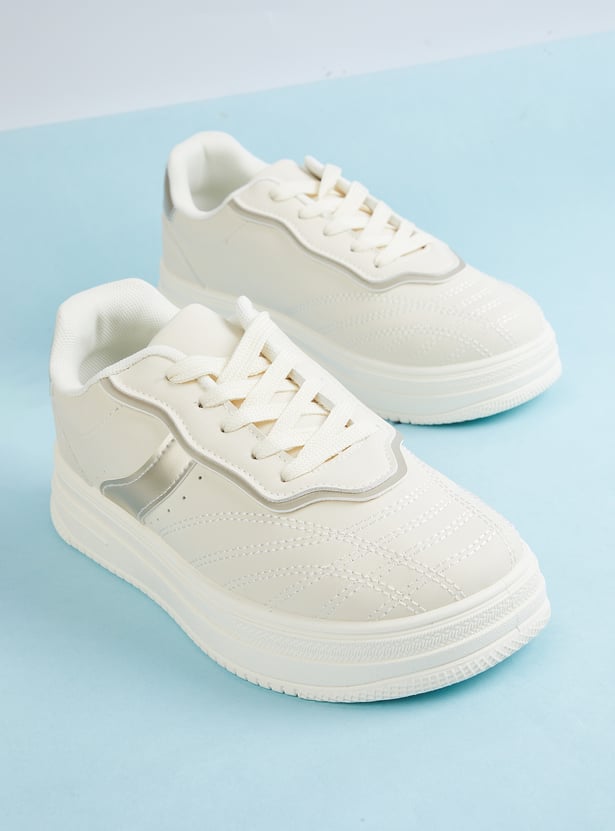 Women Metallic Overlay Sneakers
