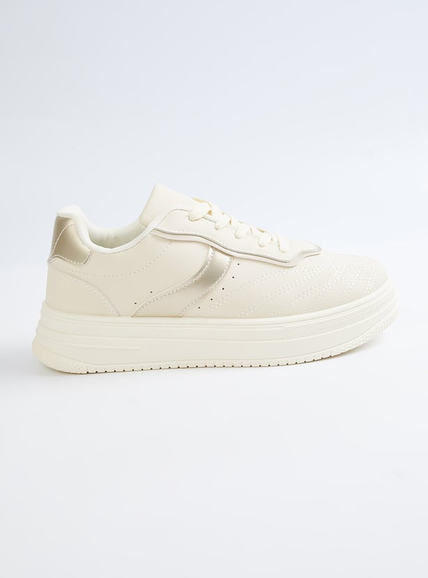 Women Metallic Overlay Sneakers