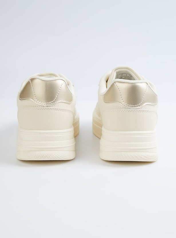 Women Metallic Overlay Sneakers