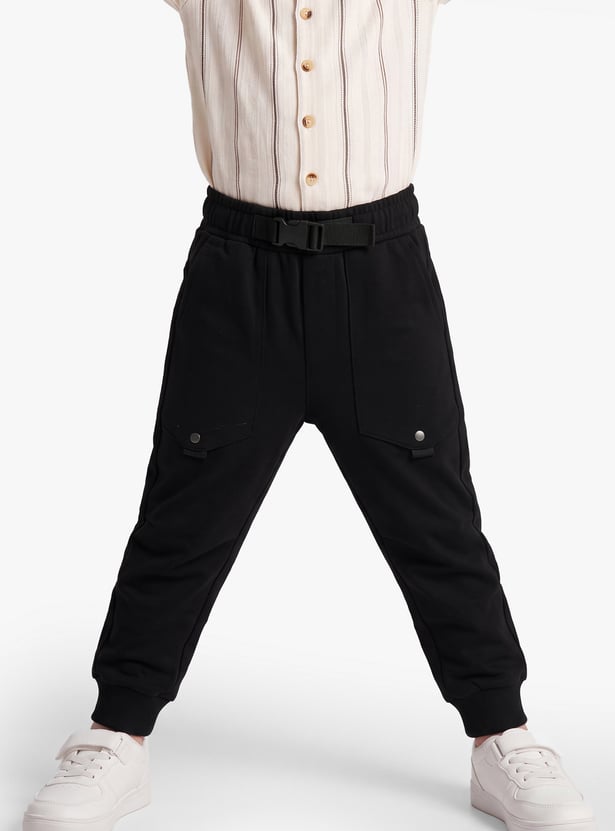 Boys Solid Relaxed Fit Joggers