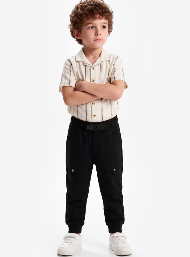 Boys Solid Relaxed Fit Joggers