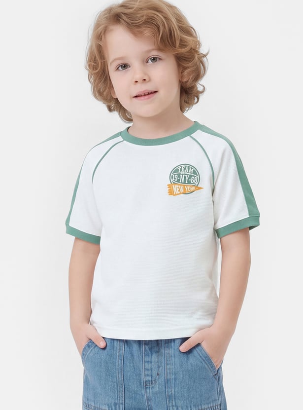 Boys Embroidered Raglan Sleeves T-shirt