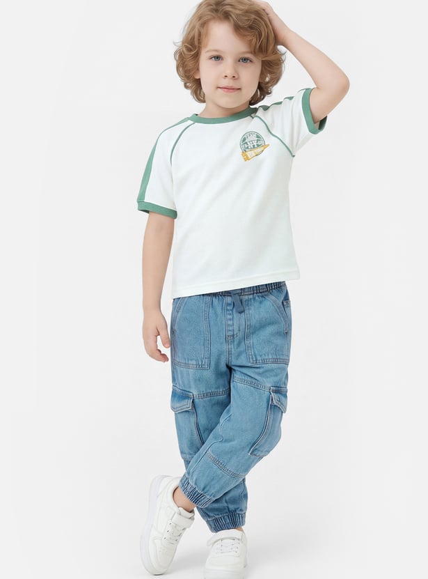 Boys Embroidered Raglan Sleeves T-shirt
