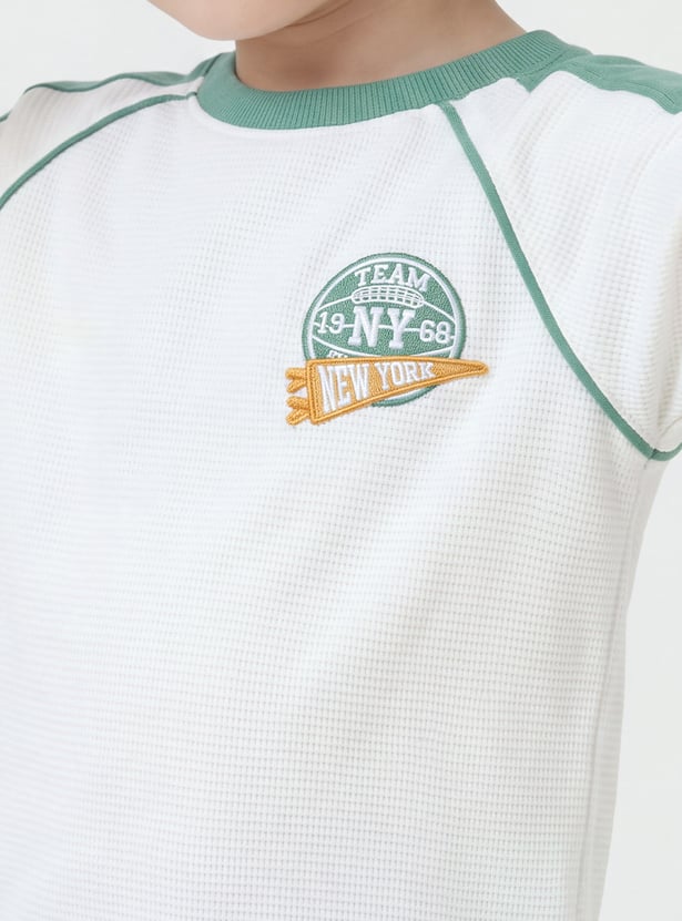 Boys Embroidered Raglan Sleeves T-shirt