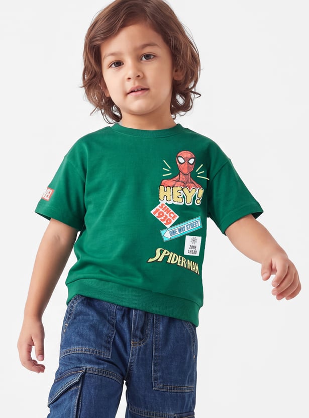 Boys Spiderman Printed Loose Fit T-shirt