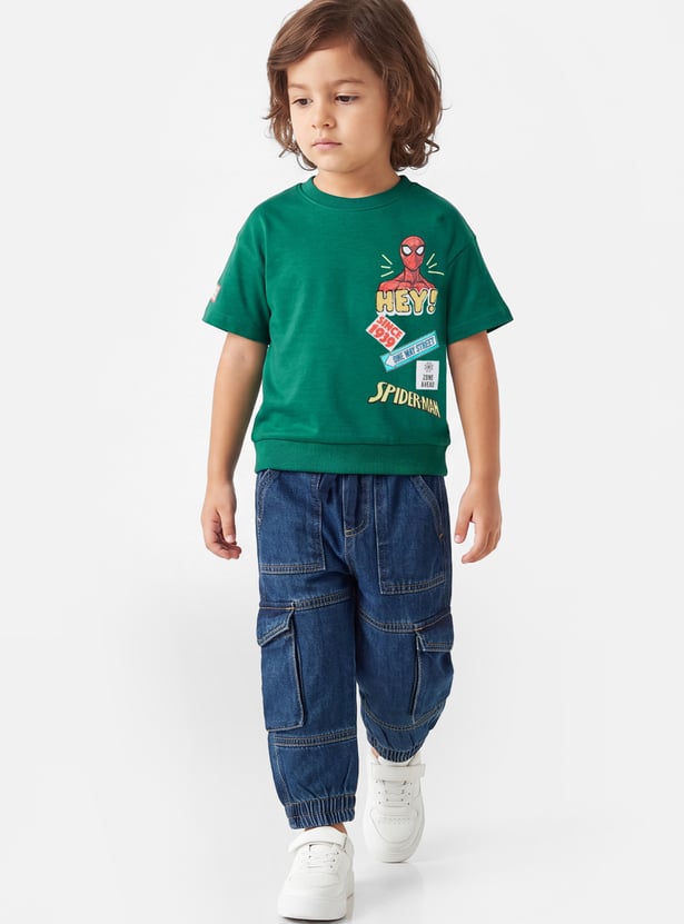 Boys Spiderman Printed Loose Fit T-shirt
