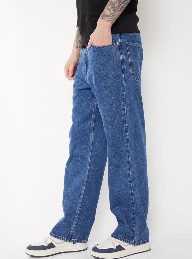Men Solid Wash Relaxed Fit Jeans