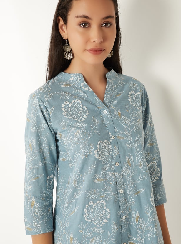 Women Floral Print Straight Kurti