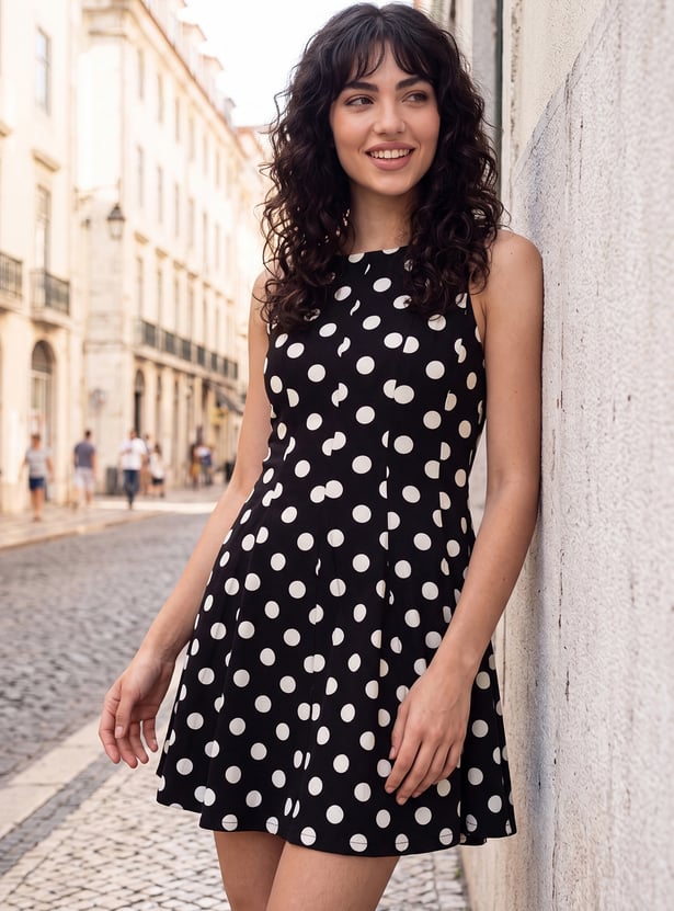 Women Polka Dot Skater Dress