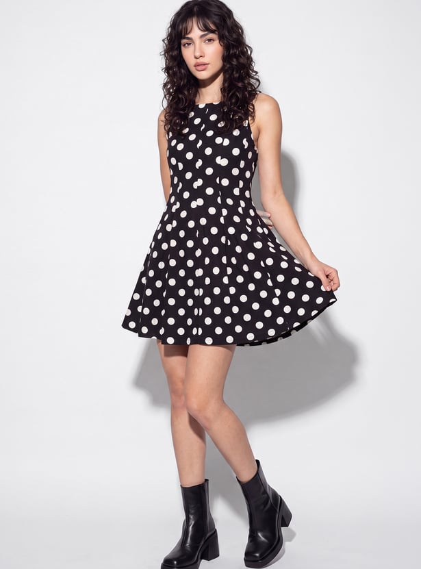 Women Polka Dot Skater Dress
