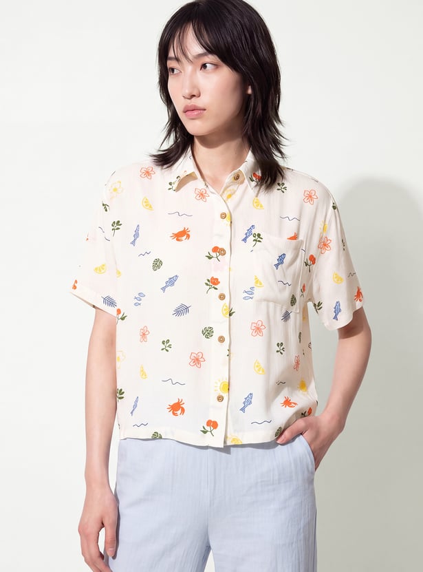 URB_N Women Printed Regular Fit Shirt