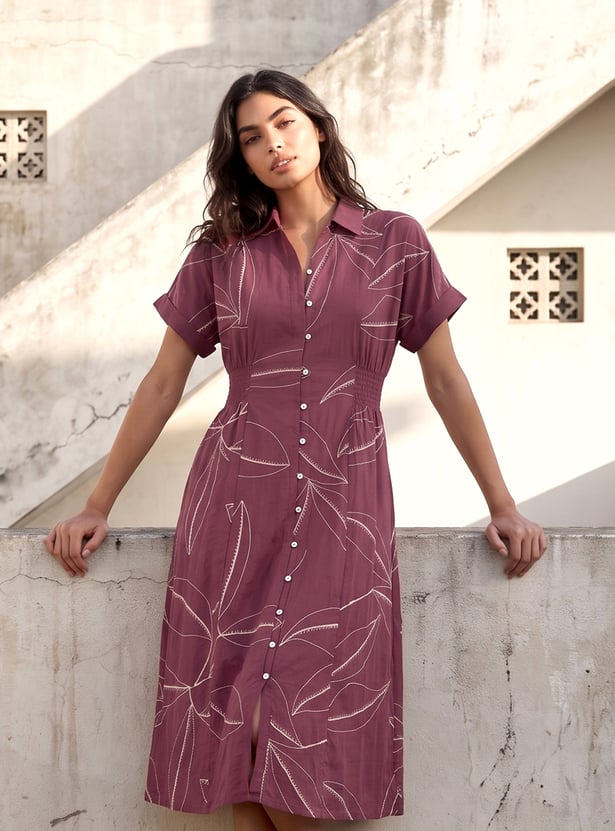 Women Embroidered Shirt Dress