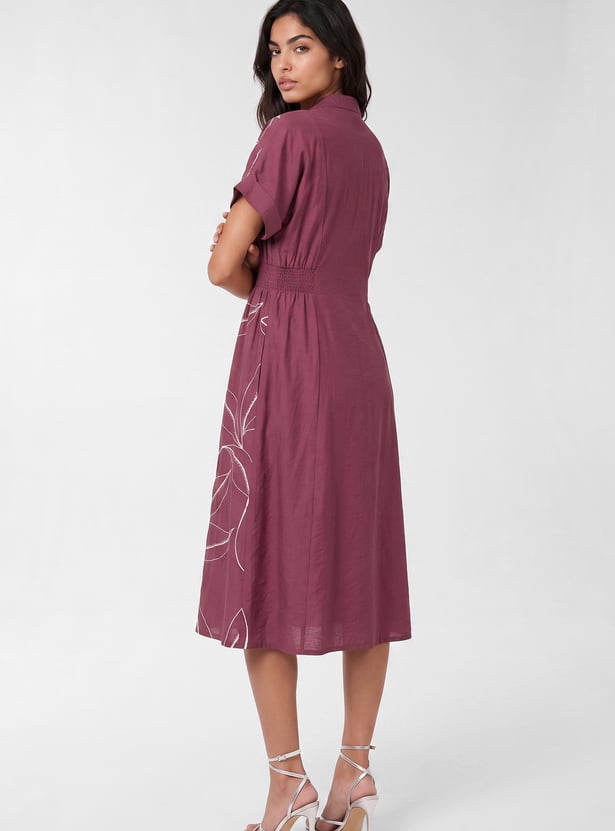 Women Embroidered Shirt Dress