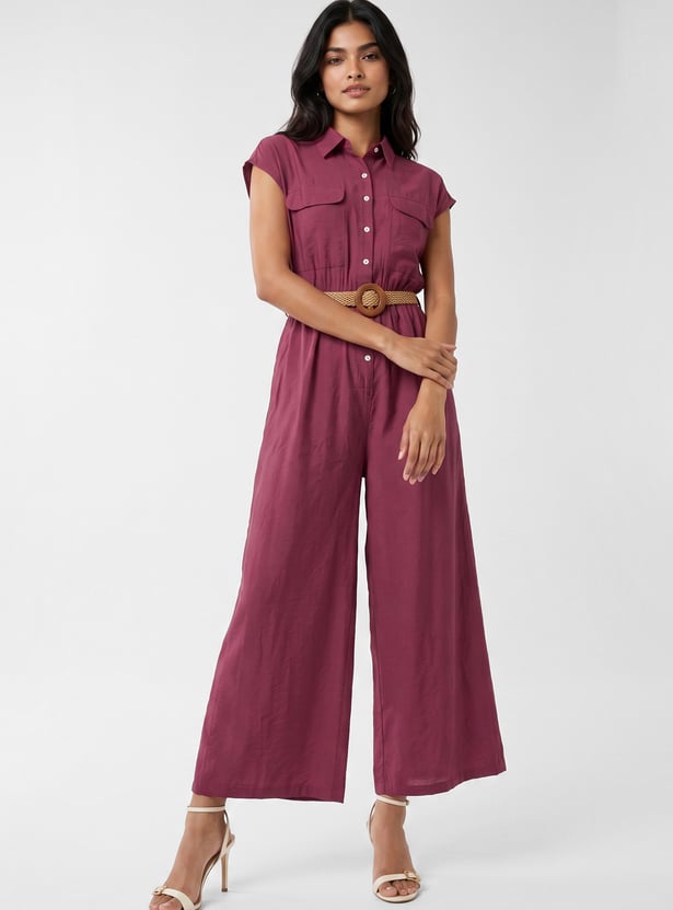 Women Solid Jumpsuit with Belt