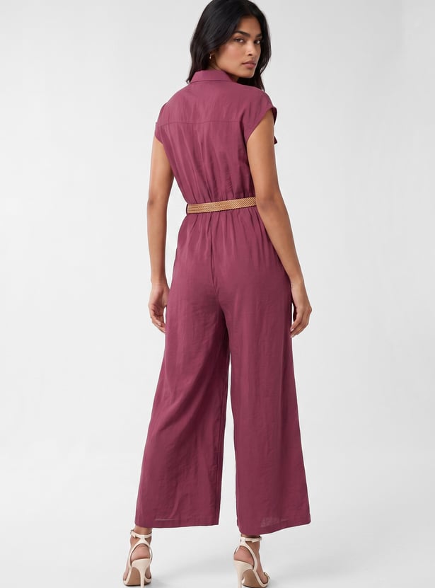 Women Solid Jumpsuit with Belt