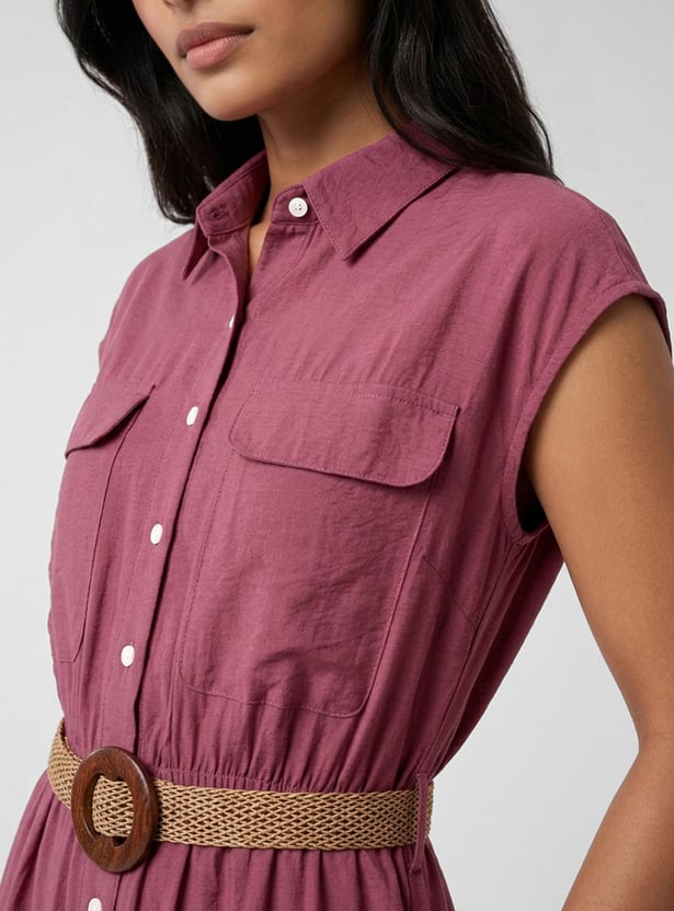Women Solid Jumpsuit with Belt