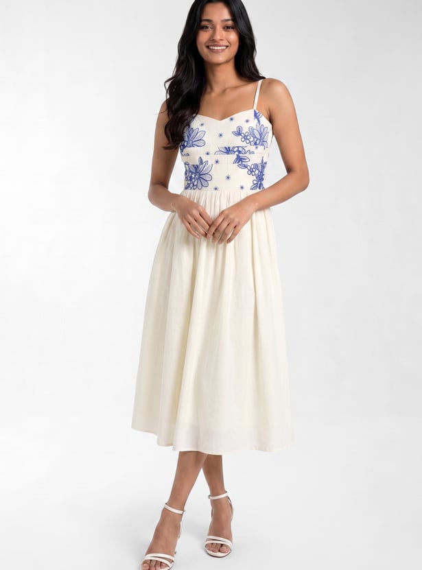 Women Embroidered Midi Dress
