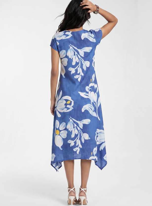 Women Floral Print Asymmetric Dress