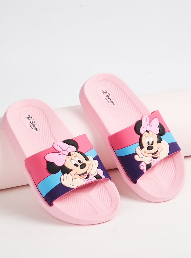 Girls Minnie Printed Sliders