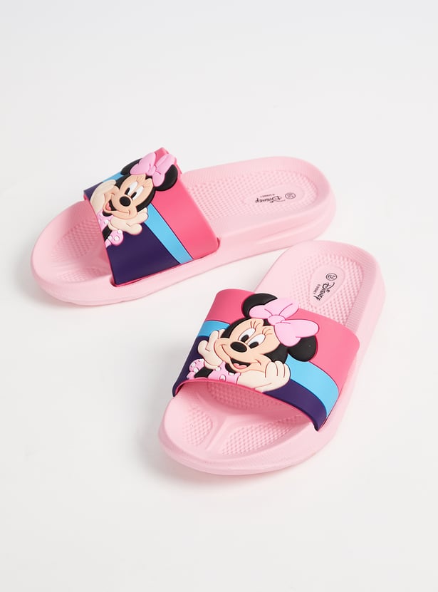 Girls Minnie Printed Sliders