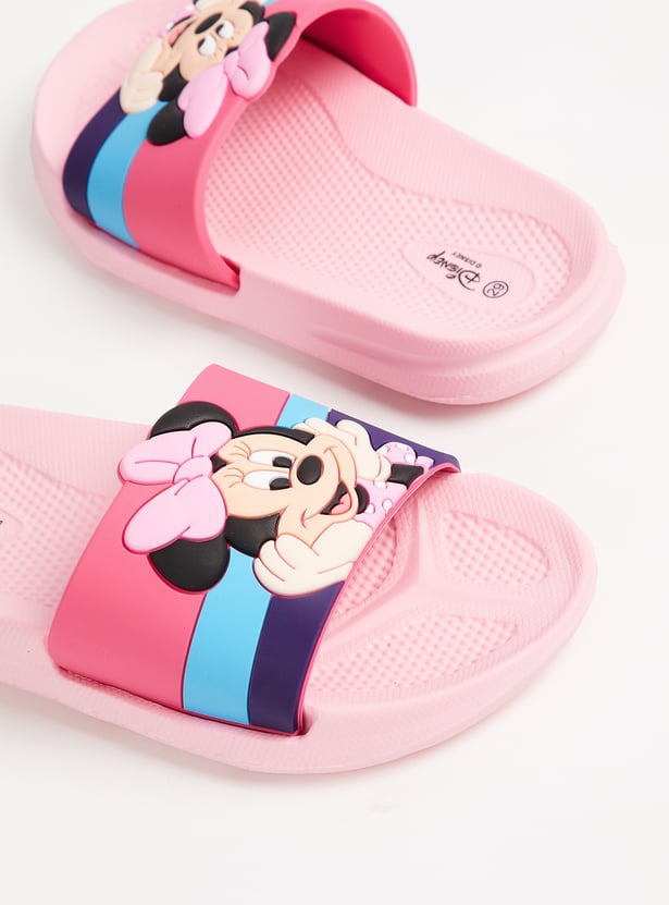 Girls Minnie Printed Sliders