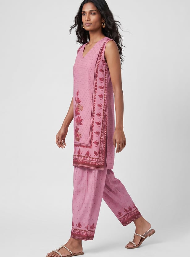 Women Floral Print Straight Kurta Set
