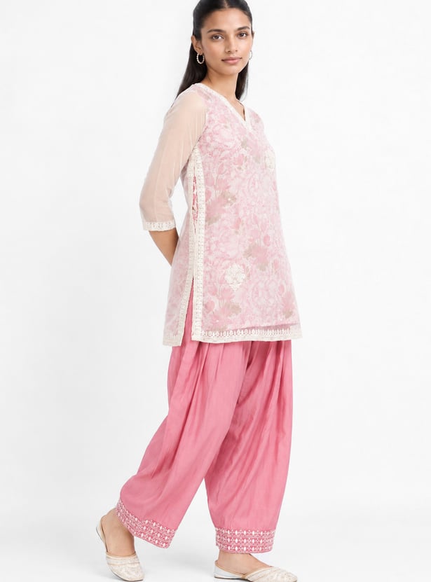 Women Floral Print Straight Kurta Set