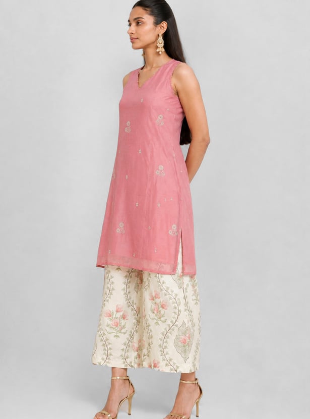 Women Halter Neck Embroidered Kurta Set