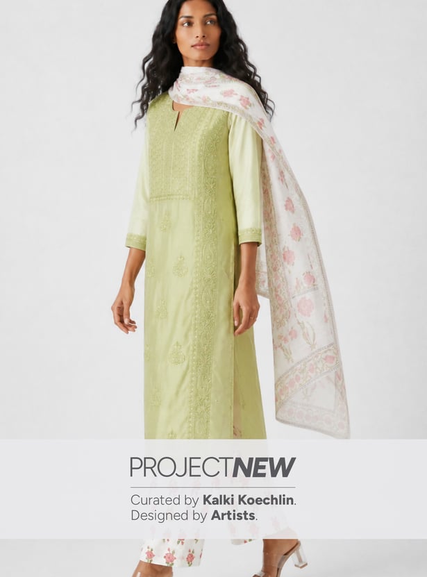 Women Embroidered Straight Kurta Set