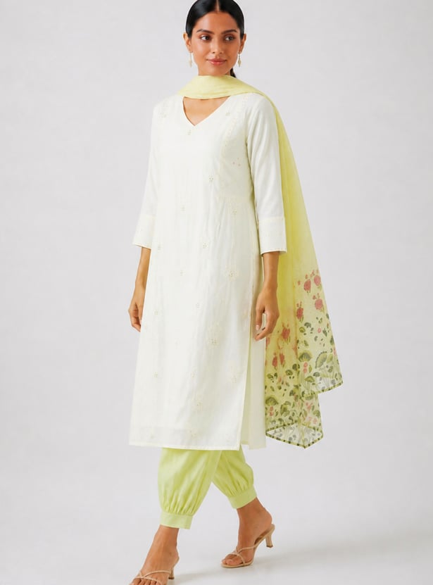 Women Embroidered A-line Kurta Set