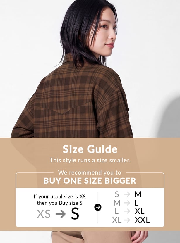 Women Checked Drop-Shoulder Shirt