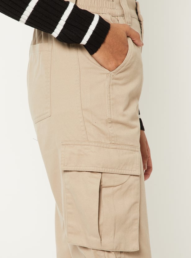 Women Solid Cargo Jeans