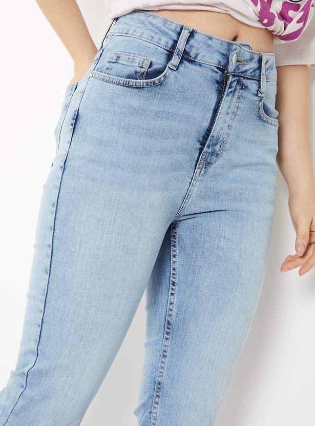 Women Light Wash Clean Look Jeans