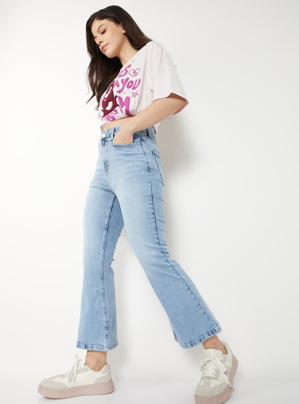 Women Light Wash Clean Look Jeans
