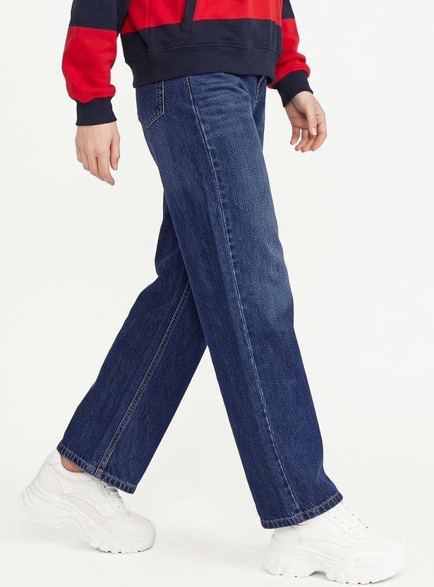 Women Washed High Rise Barrel Fit Jeans