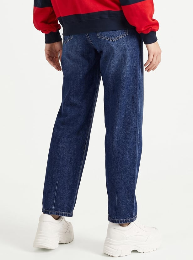 Women Washed High Rise Barrel Fit Jeans