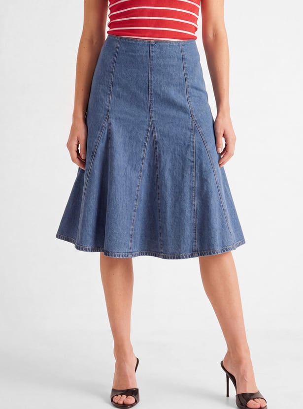 Women Solid Skater Skirt